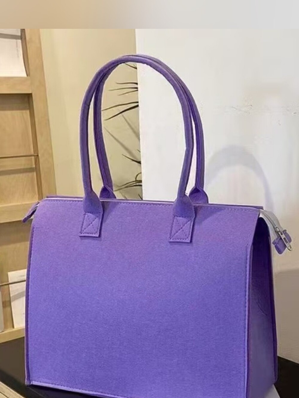 Purple Structured Tote Bag – Elegant Women's Handbag